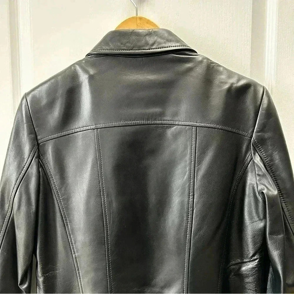 Danier Black Leather Jacket Blazer Button Front  Insulated Removable Liner Small - Picture 7 of 16